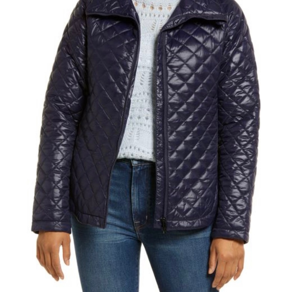 Sam Edelman Women's Blue Diamond Quilted Thru & Thru Jacket